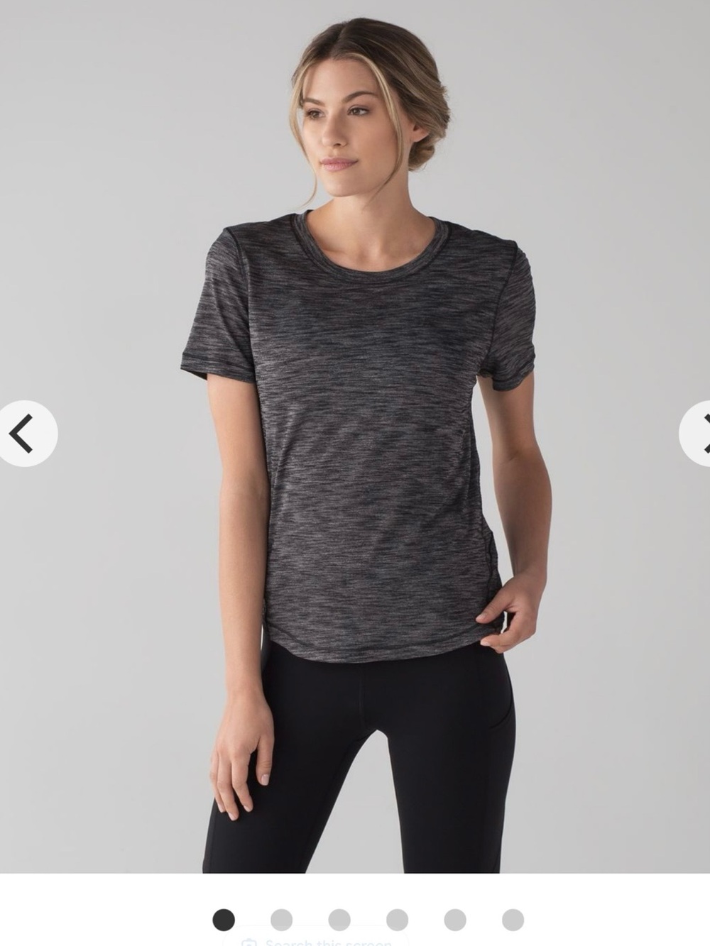 Women's Heathered Short-Sleeve Crew Neck Top - Charcoal sz 4